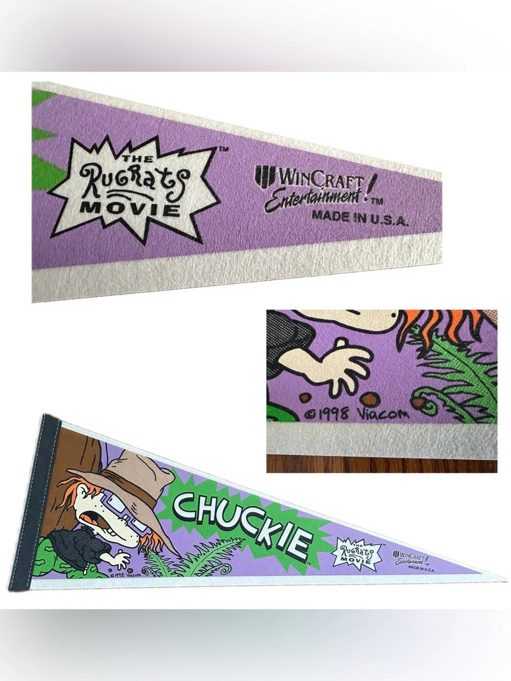 Rare Vtg 1998 Rugrats Complete Collection of Movie Felt Pennants Set